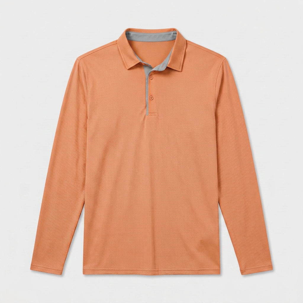 Long Sleeve Waffle Texture Polo Regular Fit for Men