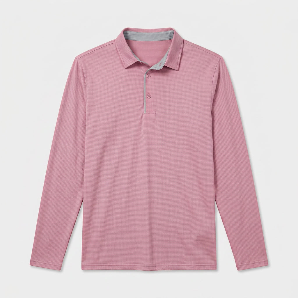 Long Sleeve Waffle Texture Polo Regular Fit for Men