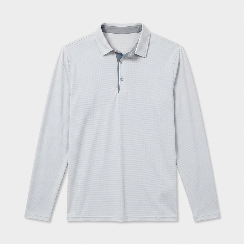 Long Sleeve Waffle Texture Polo Regular Fit for Men