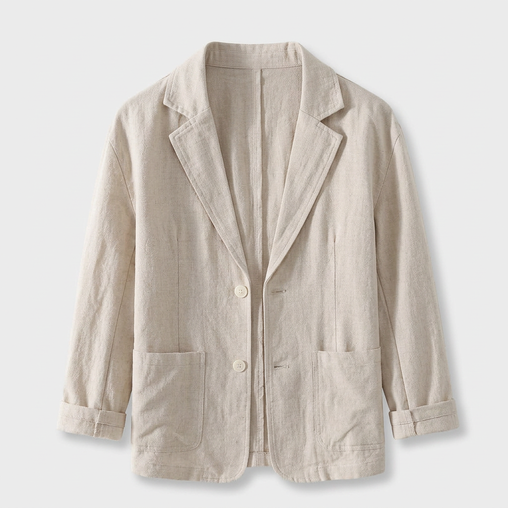 Relaxed Cotton Blazer with Patch Pockets for Men