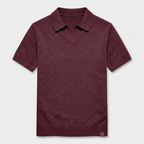 Textured Knit Polo Open Collar Short Sleeve for Men