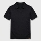 Textured Knit Polo Open Collar Short Sleeve for Men