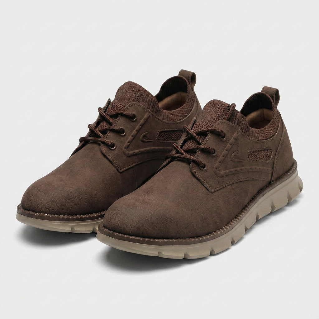 Suede Lace-Up Shoe Knit Upper Flex Sole for Men