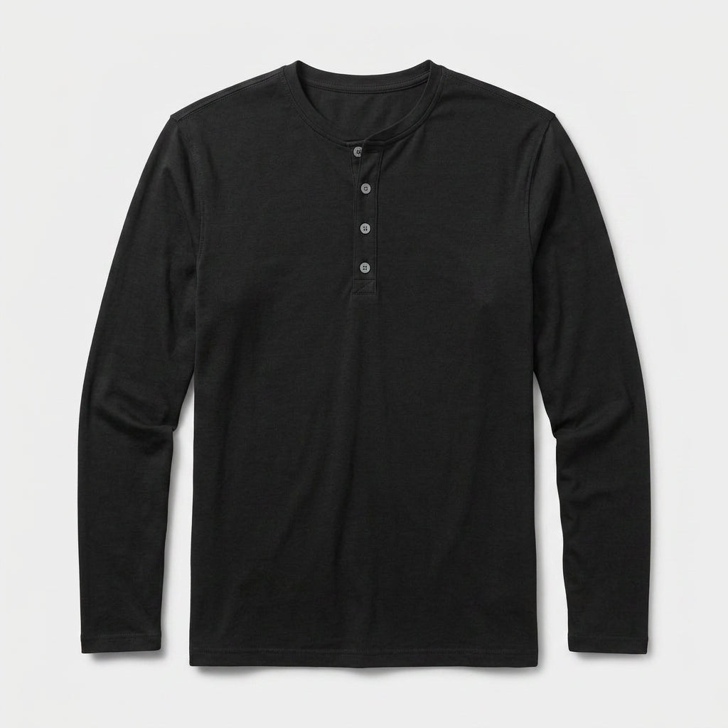 Long Sleeve Henley Slub Jersey for Men
