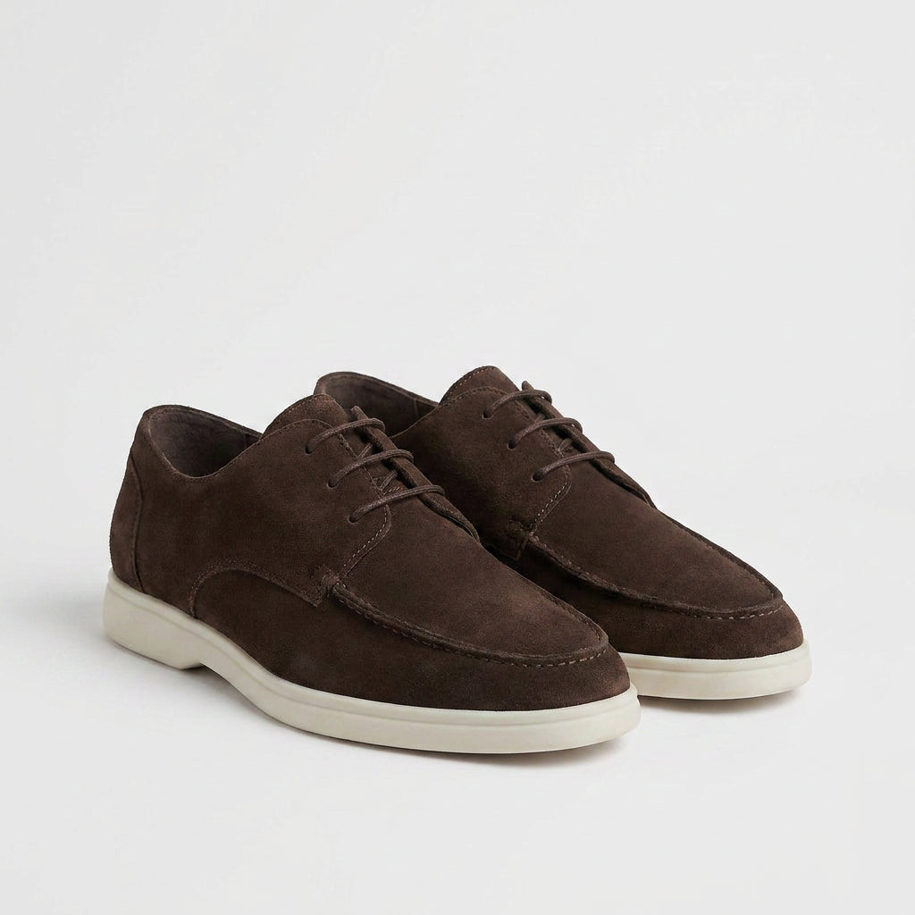 Suede Derby Shoes with Contrast Sole for Men