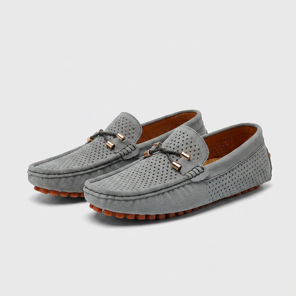 Perforated Suede Driving Moccasin Loafers for Men