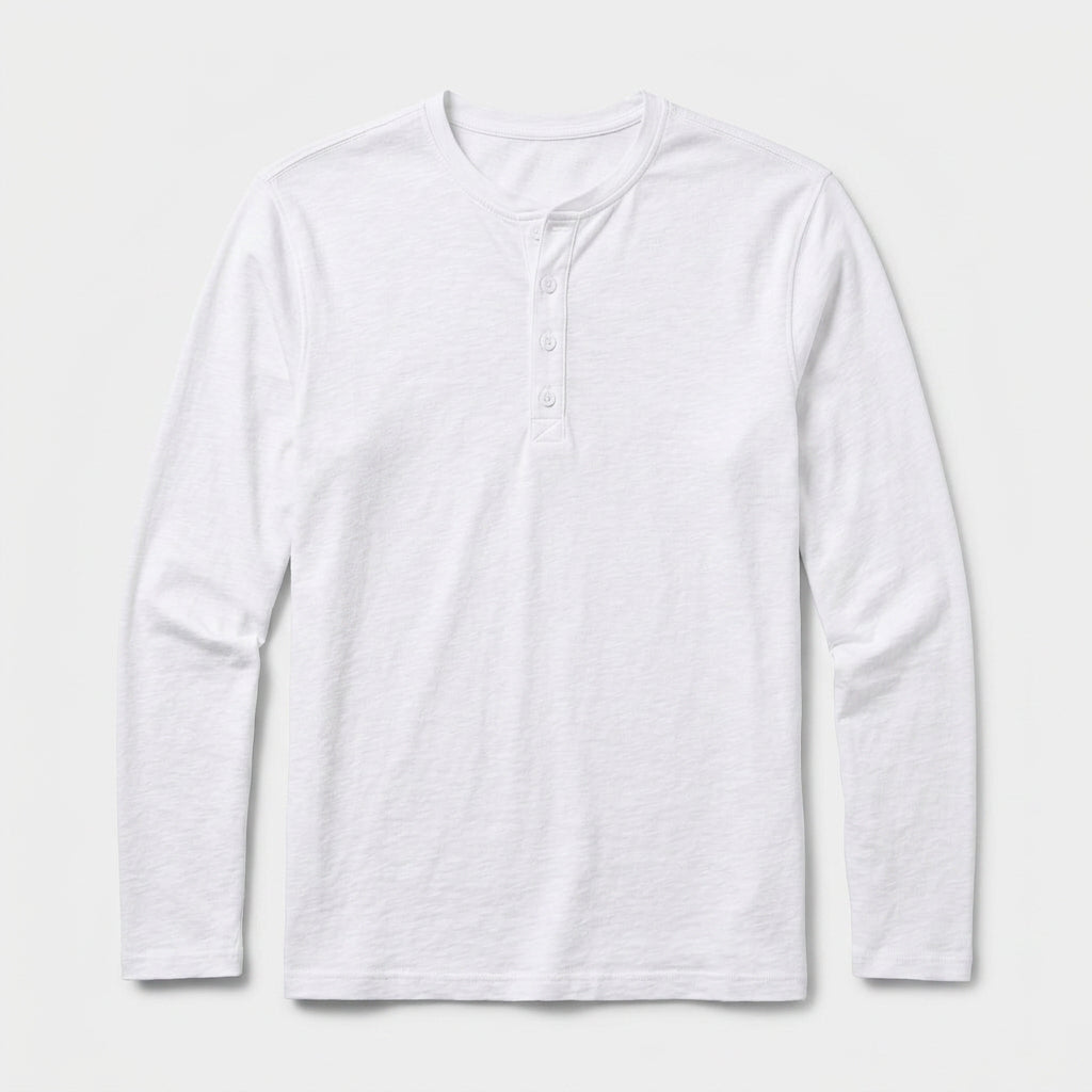 Long Sleeve Henley Slub Jersey for Men