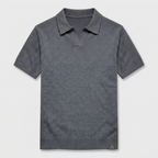 Textured Knit Polo Open Collar Short Sleeve for Men