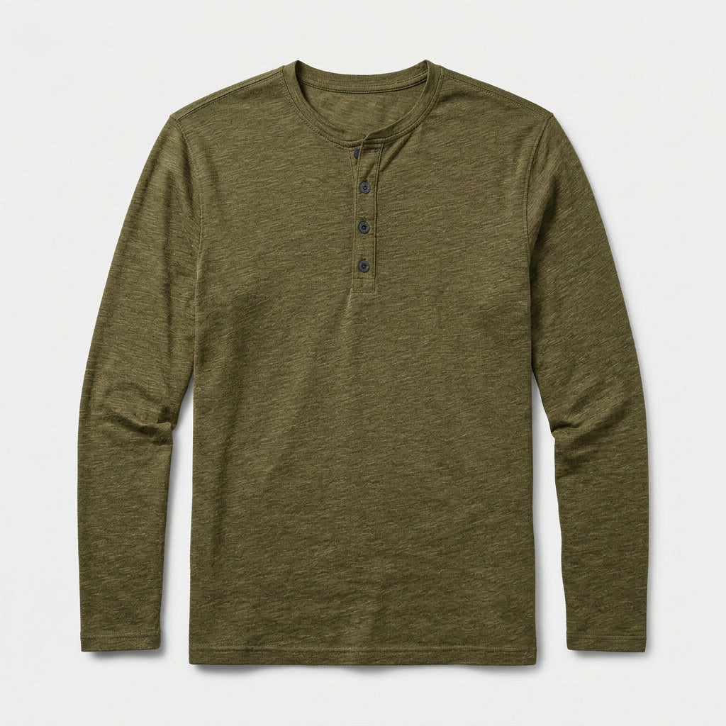 Long Sleeve Henley Slub Jersey for Men