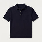 Ribbed Knit Polo Chest Pocket Three Button for Men