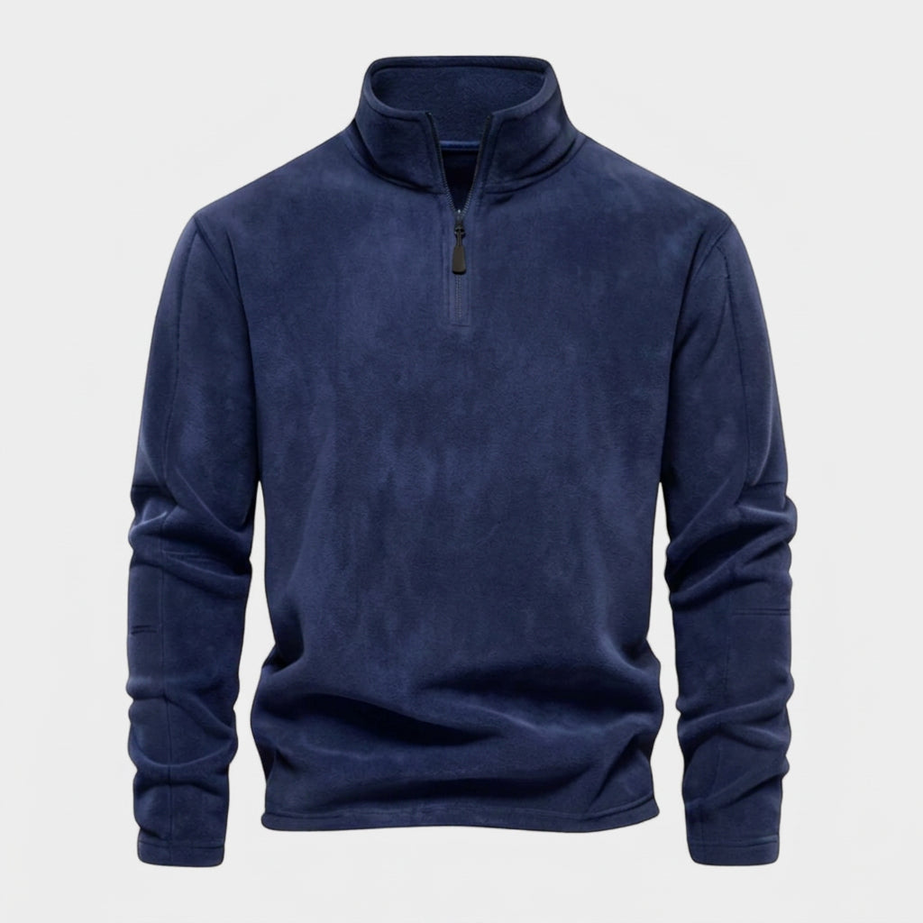 Fleece Half-Zip Sweatshirt High Collar Regular Fit for Men