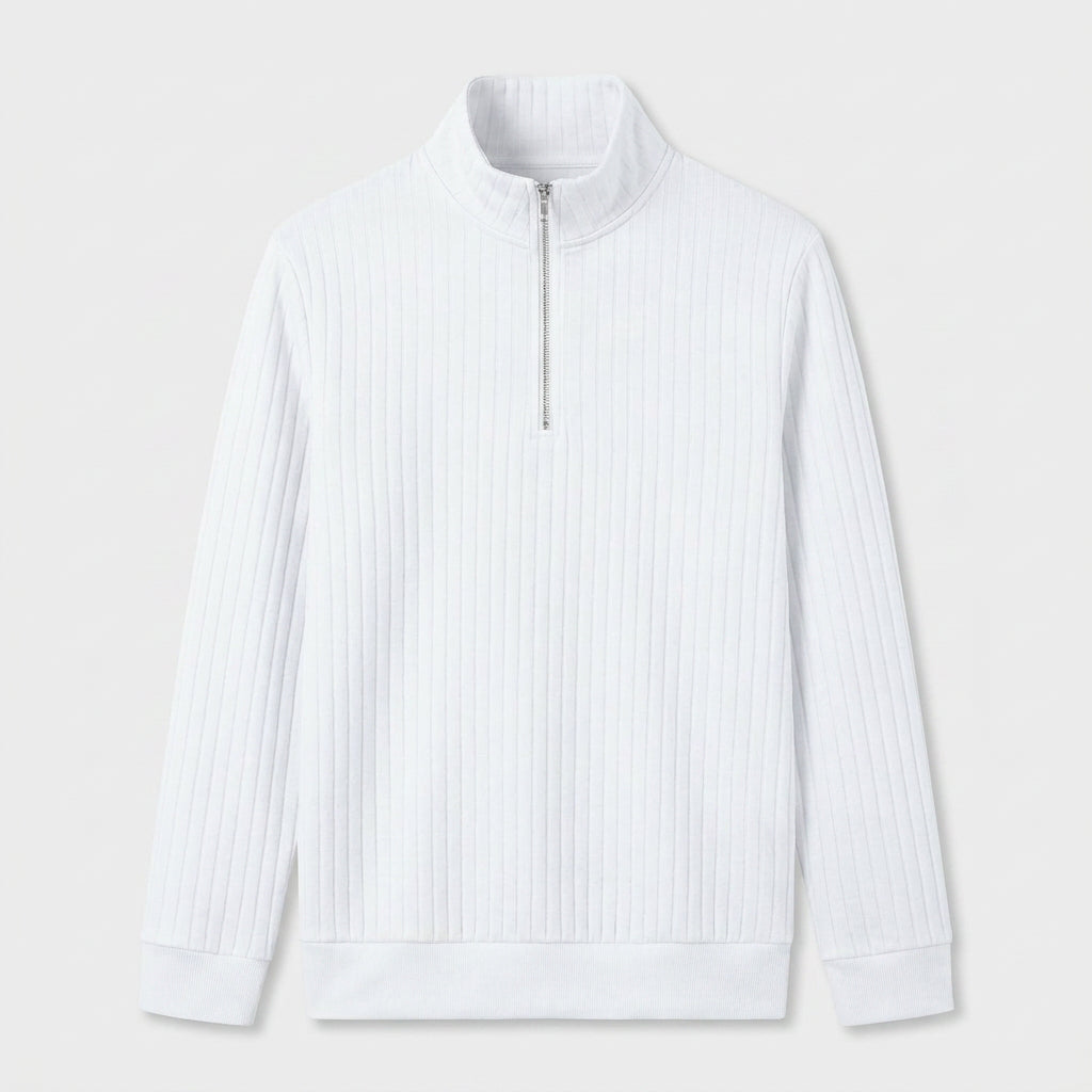 Lightweight Ribbed Quarter-Zip Pullover for Men
