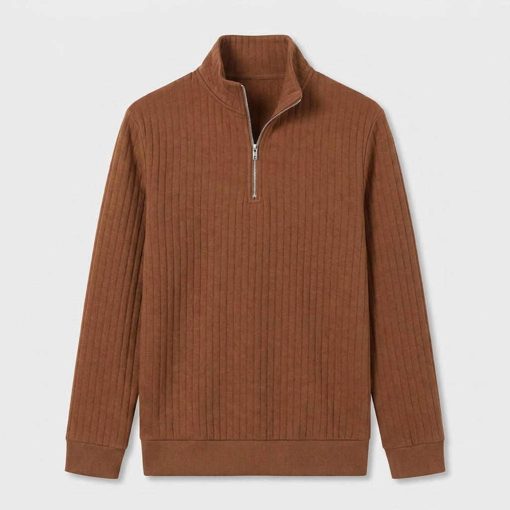 Lightweight Ribbed Quarter-Zip Pullover for Men