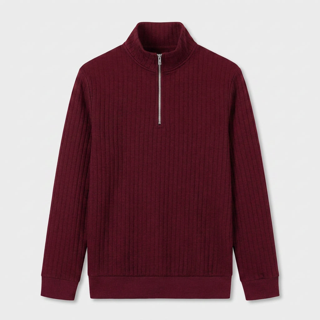 Lightweight Ribbed Quarter-Zip Pullover for Men