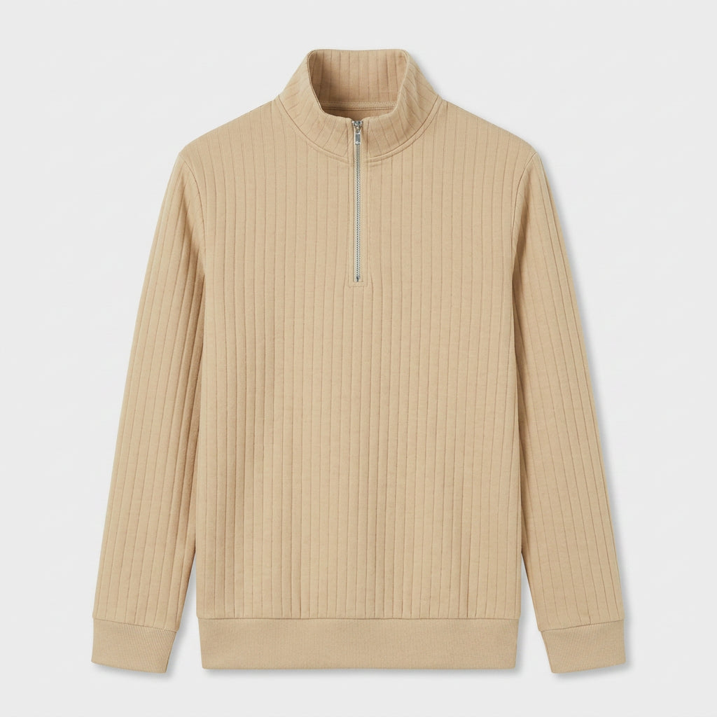 Lightweight Ribbed Quarter-Zip Pullover for Men