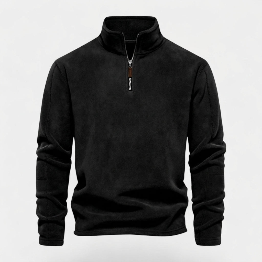 Fleece Half-Zip Sweatshirt High Collar Regular Fit for Men