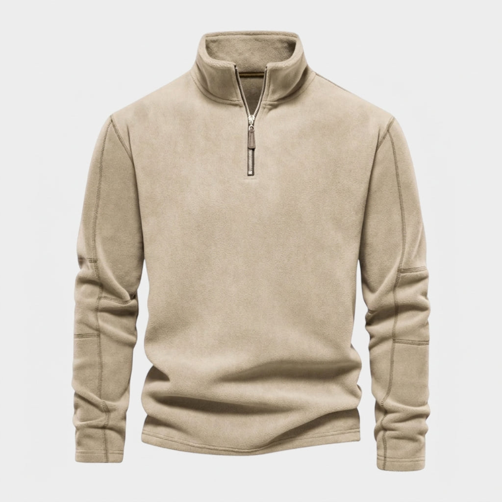 Fleece Half-Zip Sweatshirt High Collar Regular Fit for Men