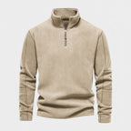 Fleece Half-Zip Sweatshirt High Collar Regular Fit for Men