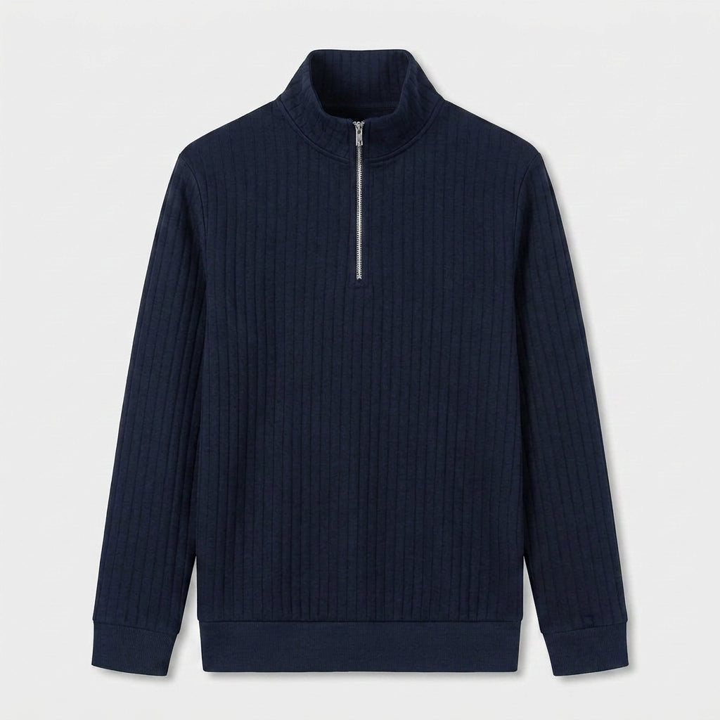 Lightweight Ribbed Quarter-Zip Pullover for Men