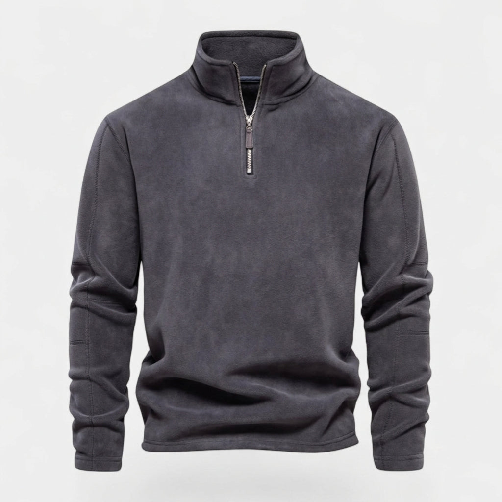 Fleece Half-Zip Sweatshirt High Collar Regular Fit for Men