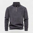 Fleece Half-Zip Sweatshirt High Collar Regular Fit for Men