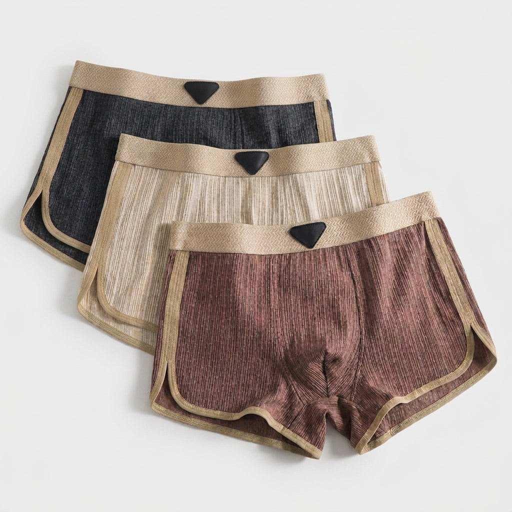 3-Pack 100% Organic Cotton Retro Boxer Shorts for Men