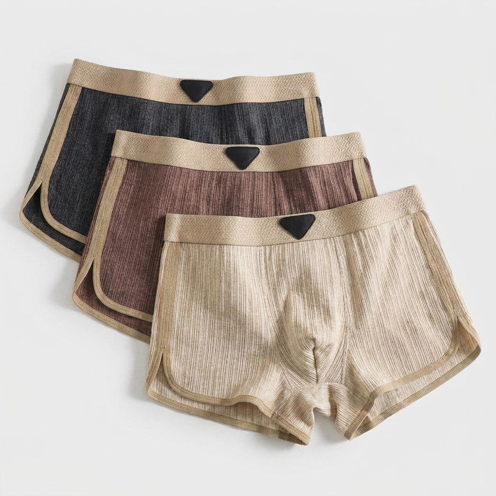 3-Pack 100% Organic Cotton Retro Boxer Shorts for Men