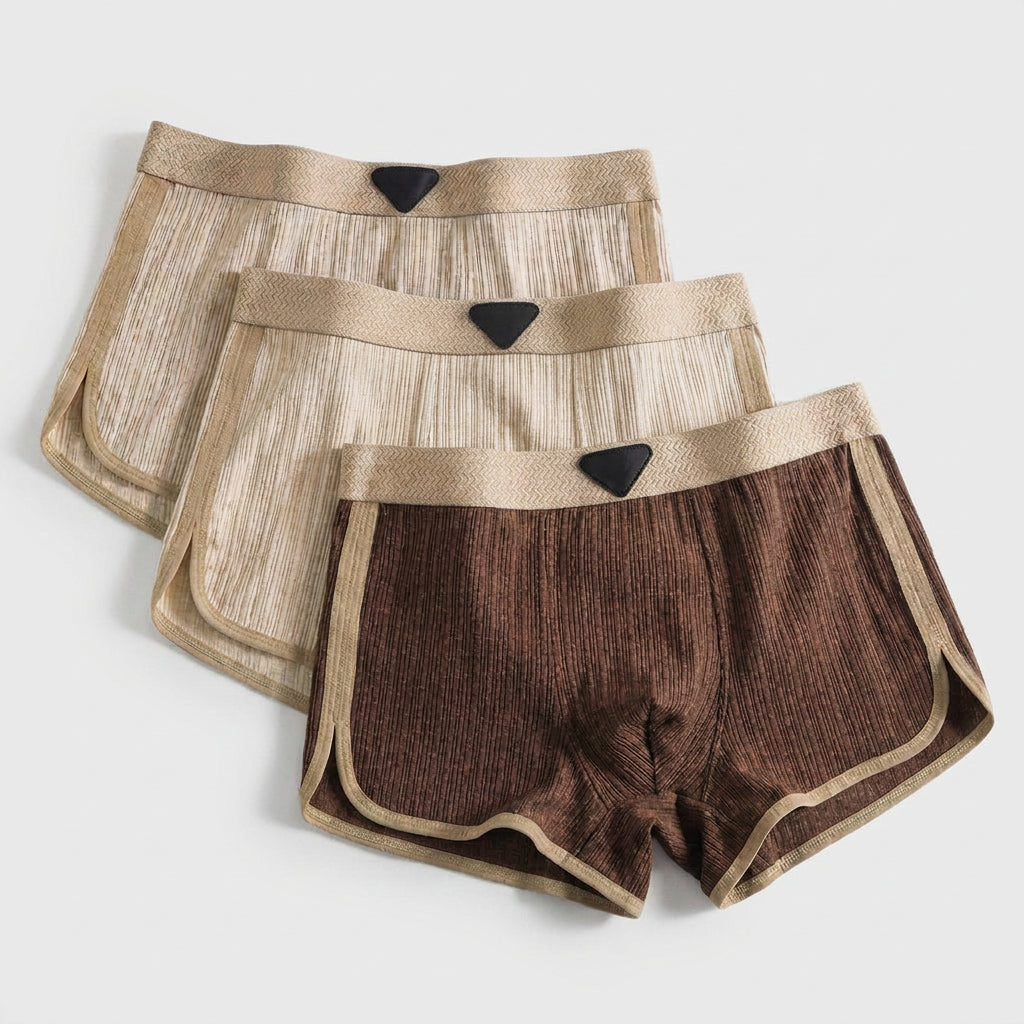 3-Pack 100% Organic Cotton Retro Boxer Shorts for Men