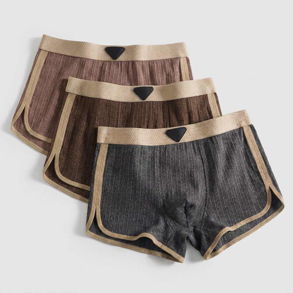 3-Pack 100% Organic Cotton Retro Boxer Shorts for Men