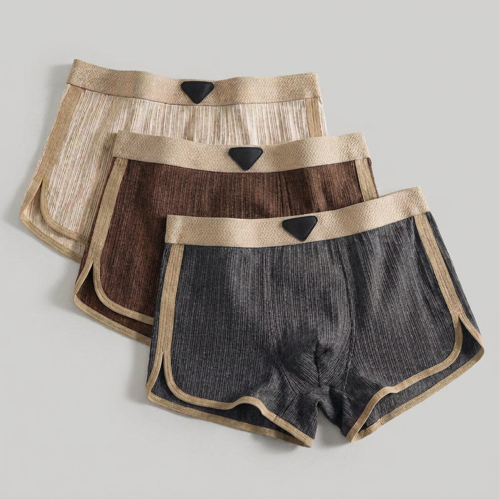 3-Pack 100% Organic Cotton Retro Boxer Shorts for Men