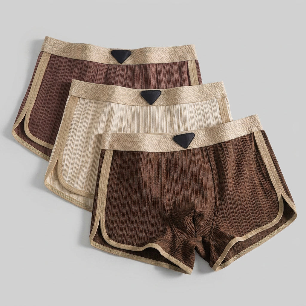 3-Pack 100% Organic Cotton Retro Boxer Shorts for Men