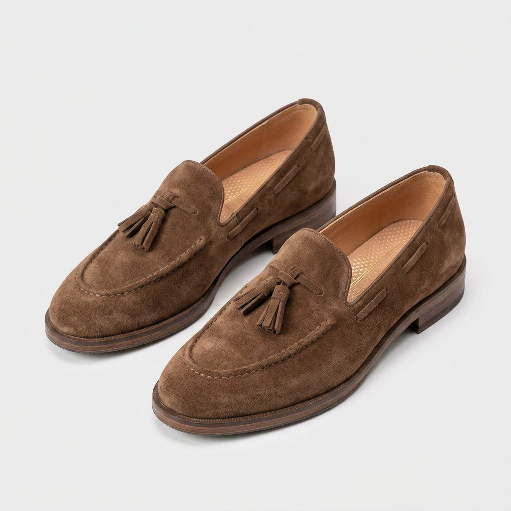 Suede Tassel Loafer Leather Sole for Men