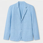 Linen Blazer Notch Lapel Patch Pockets for Men