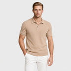 Ribbed Knit Polo Chest Pocket Three Button for Men