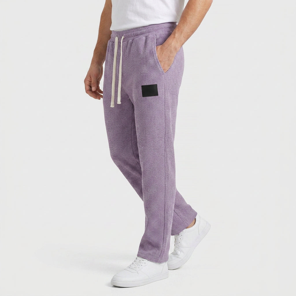 Waffle-Knit Straight Leg Sweatpants for Men