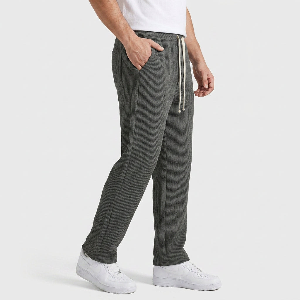 Waffle-Knit Straight Leg Sweatpants for Men