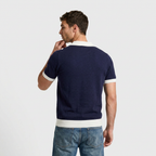 Contrast Trim Knit Polo Open Collar Short Sleeve for Men
