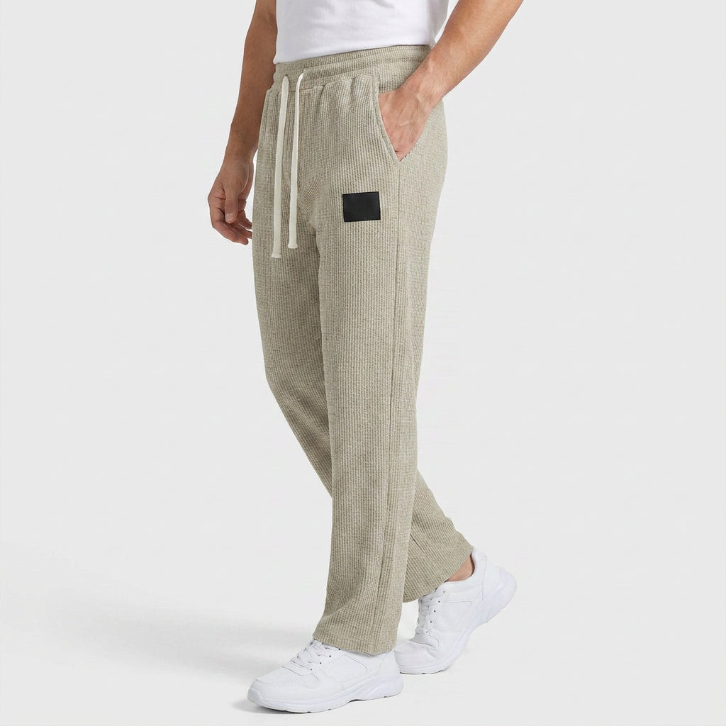 Waffle-Knit Straight Leg Sweatpants for Men