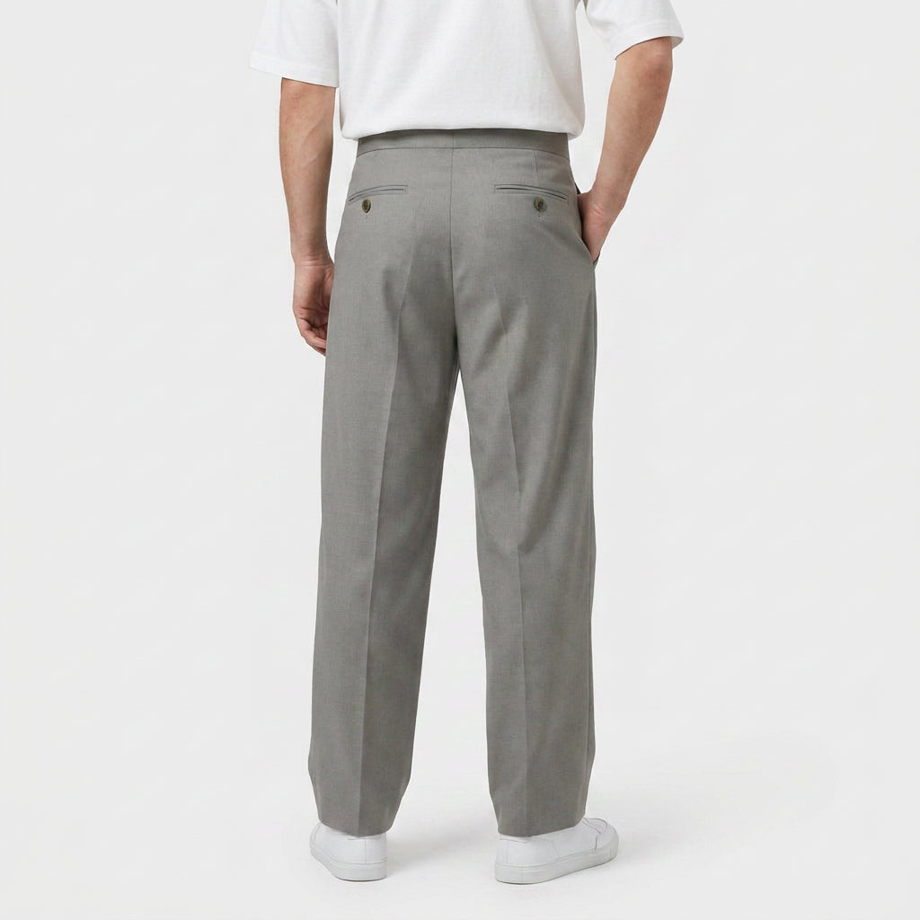 Button-Tab Wide Leg Trousers for Men
