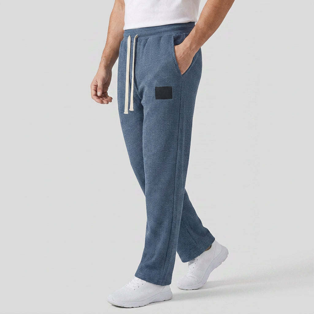Waffle-Knit Straight Leg Sweatpants for Men