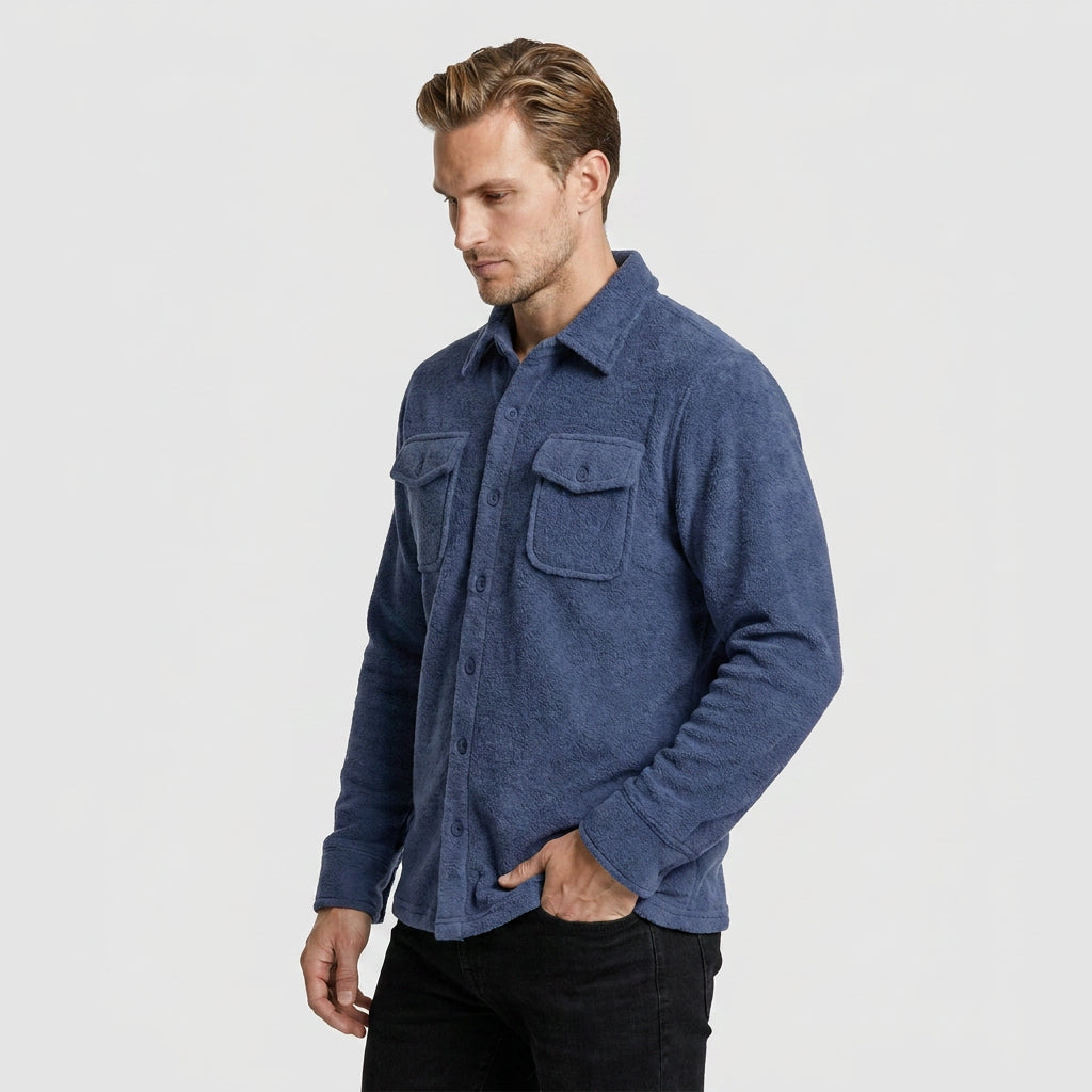 Button-Front Fleece Overshirt for Men