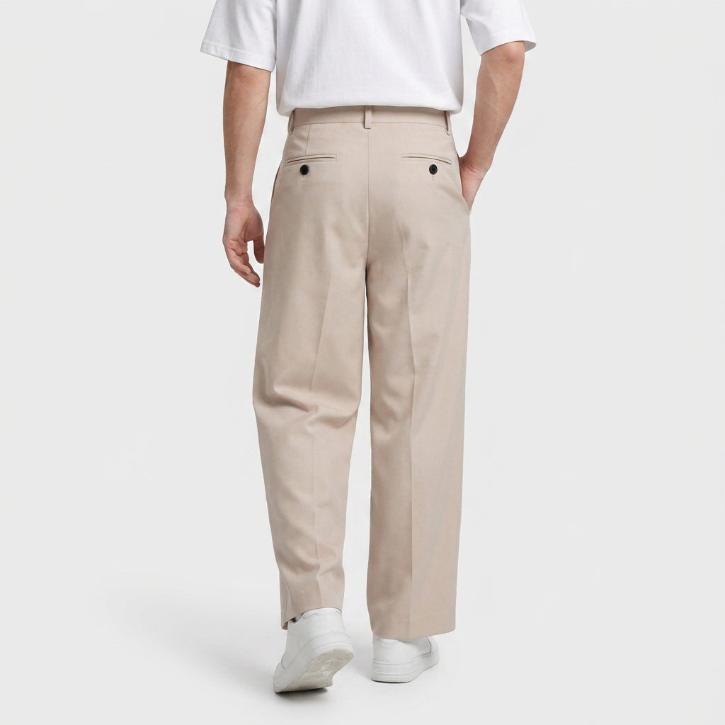 Button-Tab Wide Leg Trousers for Men