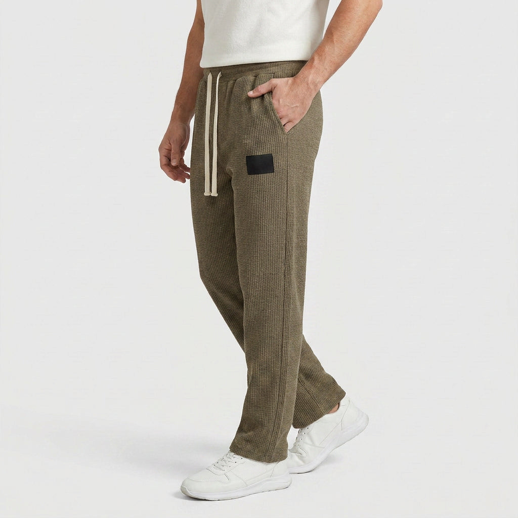 Waffle-Knit Straight Leg Sweatpants for Men