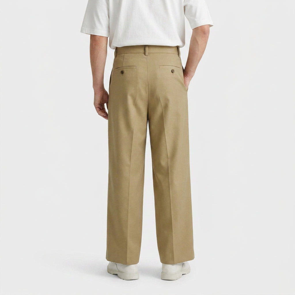 Button-Tab Wide Leg Trousers for Men