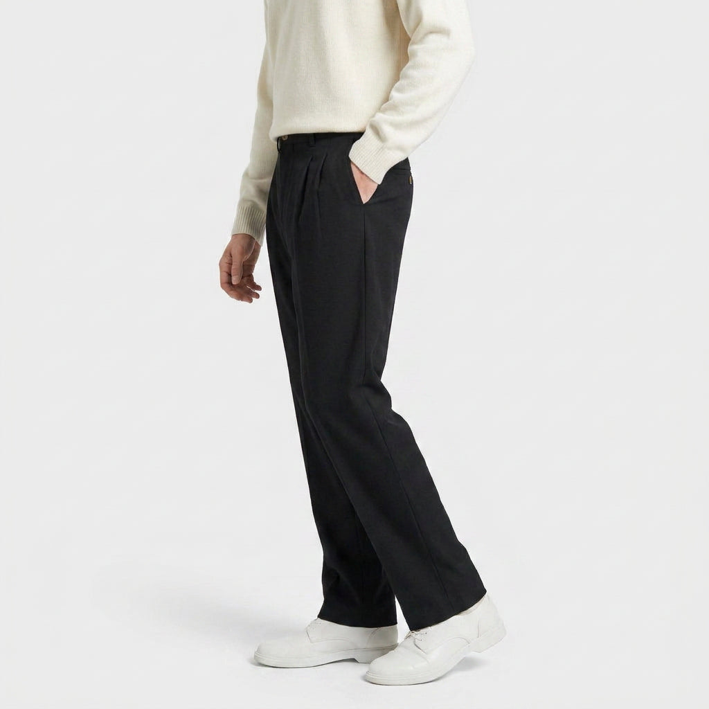 Soft Pleat Wide Leg Trousers for Men