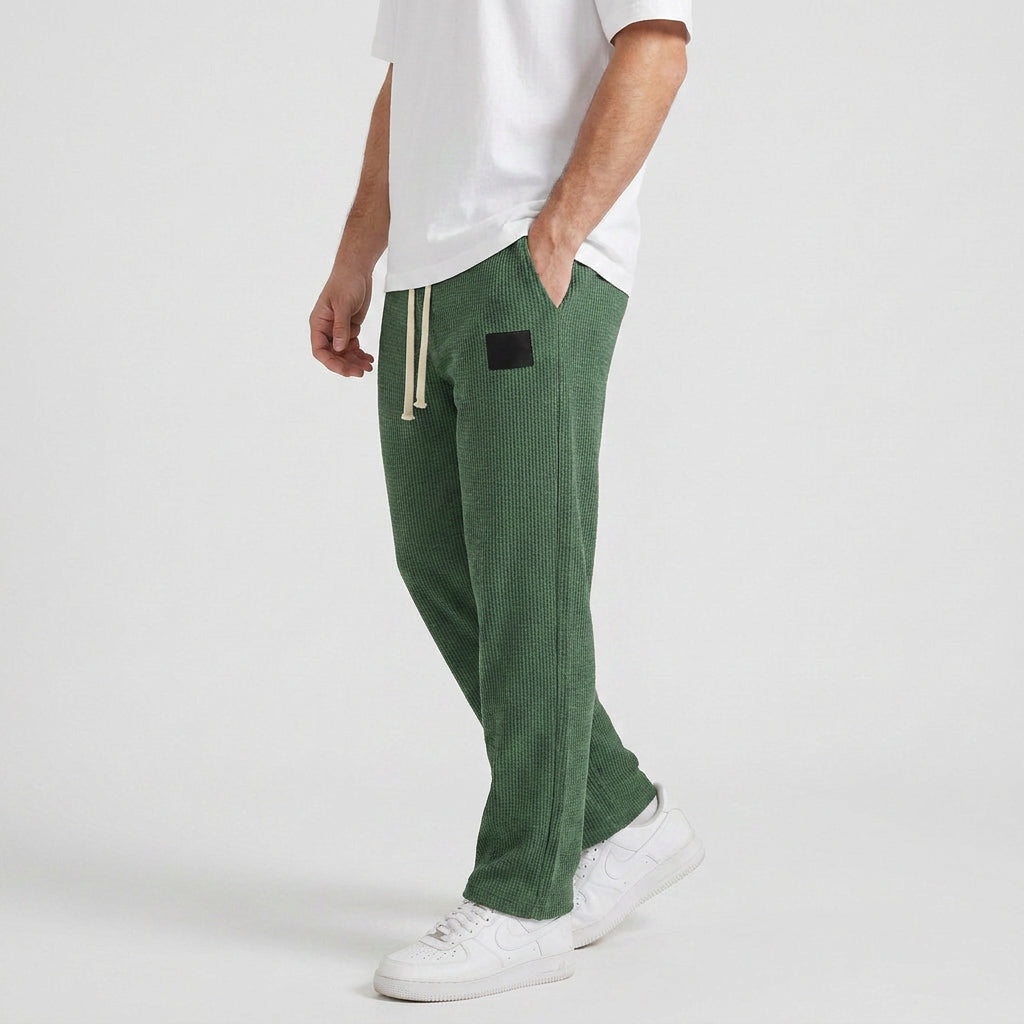 Waffle-Knit Straight Leg Sweatpants for Men