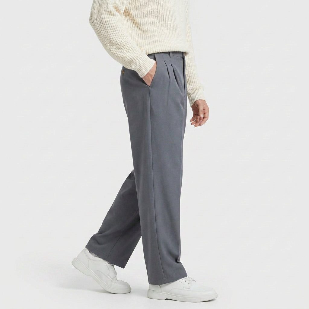 Soft Pleat Wide Leg Trousers for Men