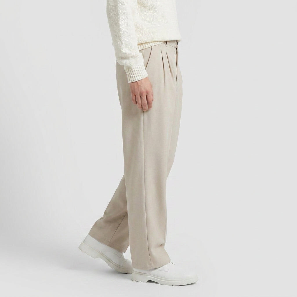 Soft Pleat Wide Leg Trousers for Men