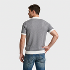 Contrast Trim Knit Polo Open Collar Short Sleeve for Men