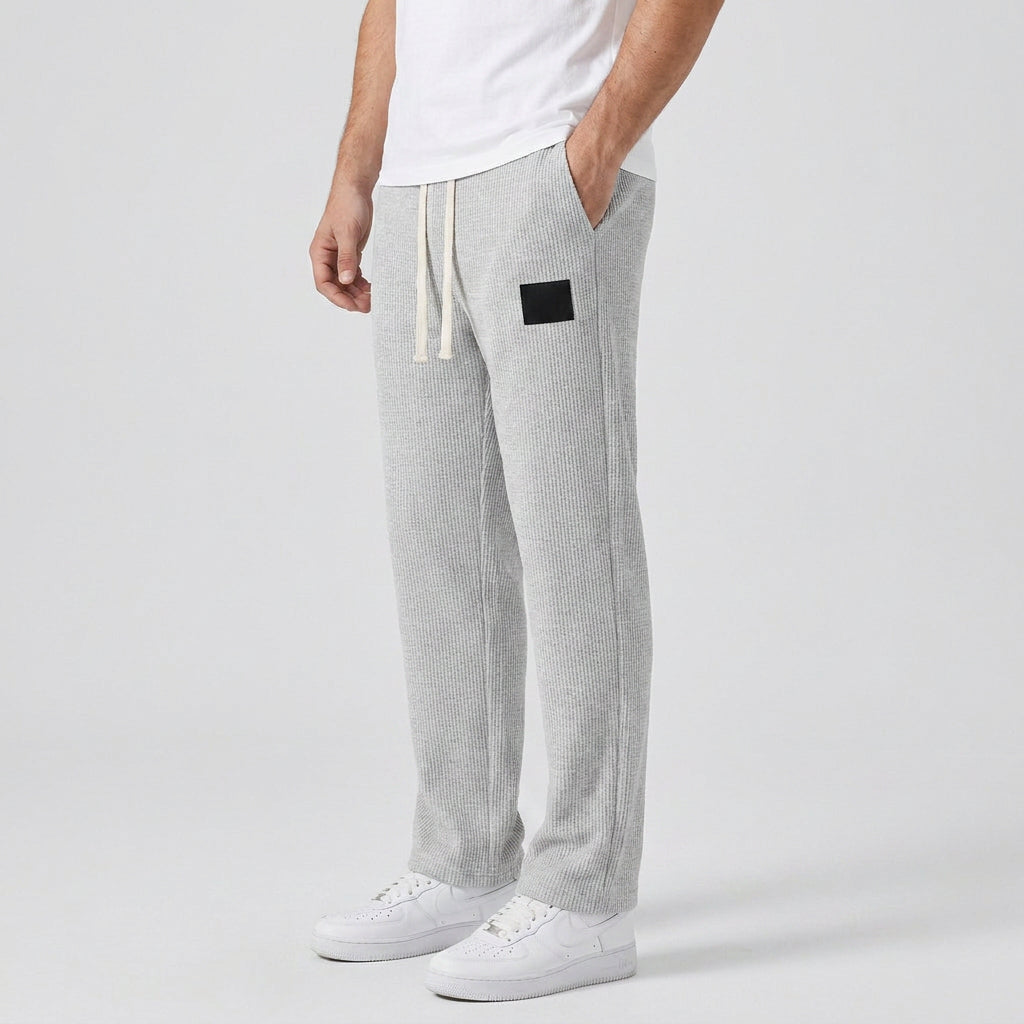 Waffle-Knit Straight Leg Sweatpants for Men